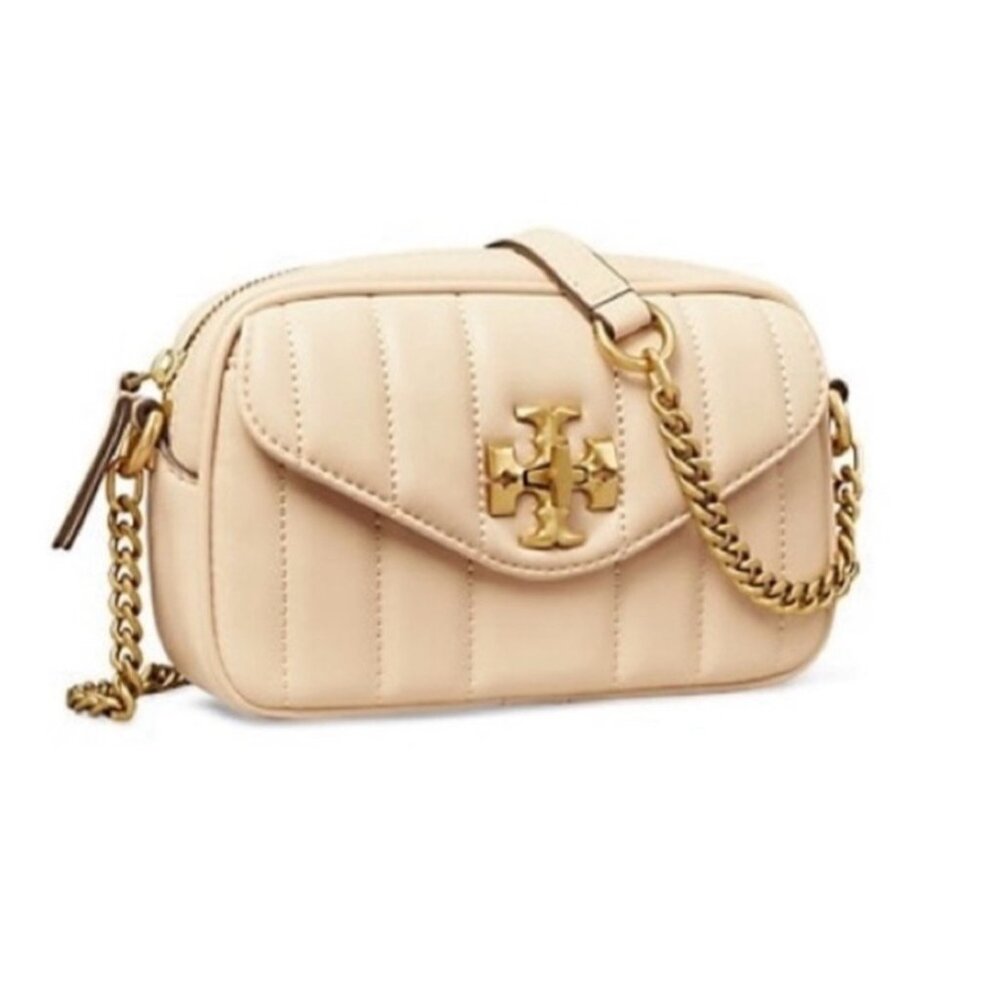 TORY BURCH  Kira Chevron brie cream quilted leather Small Camera Bag